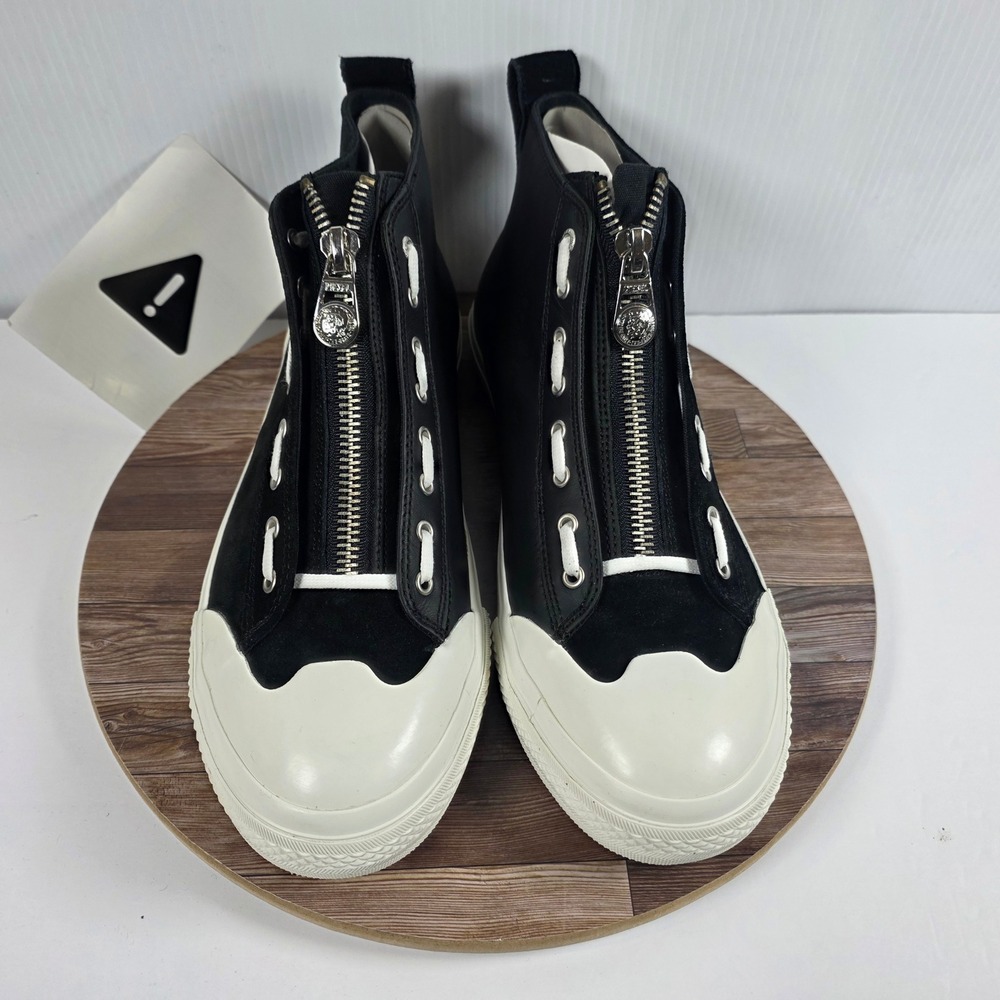Diesel S-Astico Mzip Sneakers Men 12.5 Black White High Top Leather Suede Zip Up - Picture 3 of 11